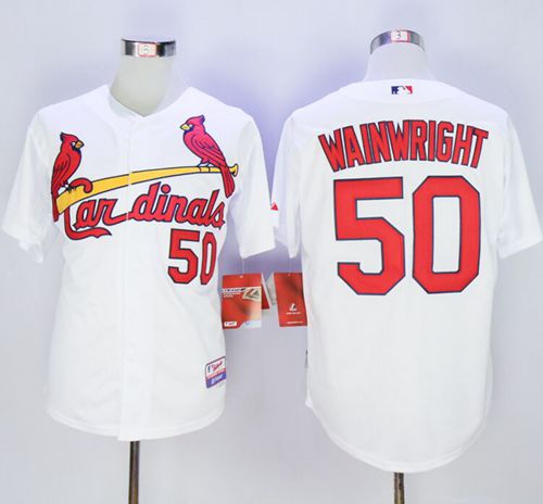 Cardinals #50 Adam Wainwright White Stitched MLB Jersey - Click Image to Close